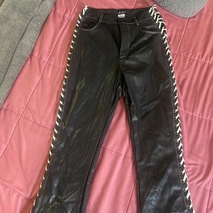 Leather Roped Flare Pants
